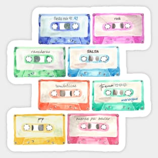 Watercolor color cassettes Spanish labels Sticker